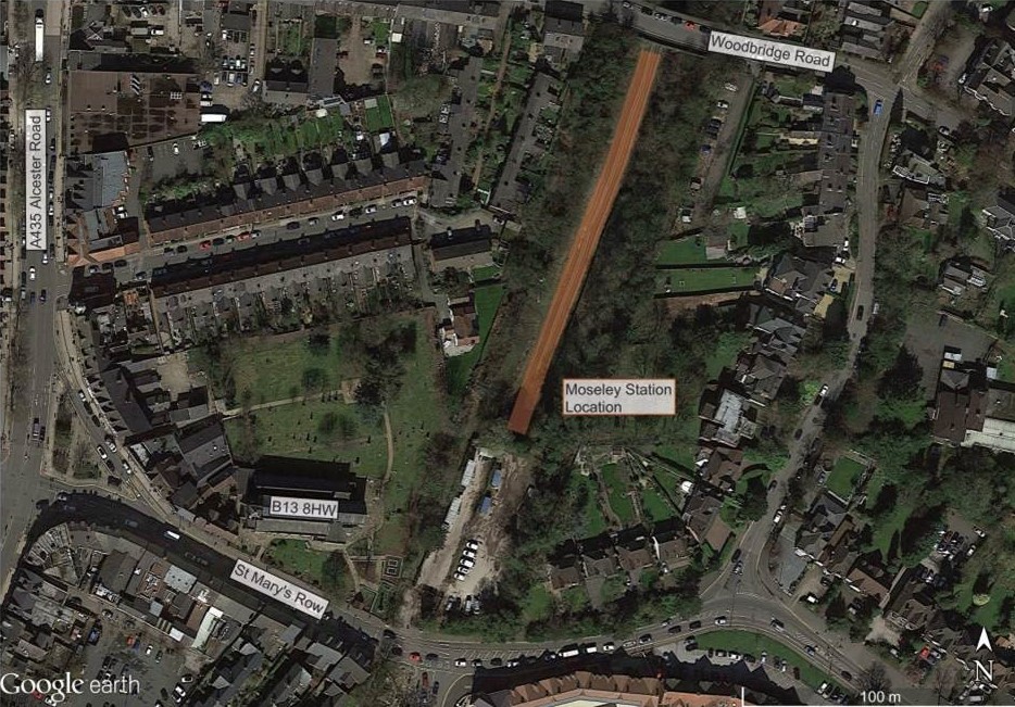 Map of new station in Moseley