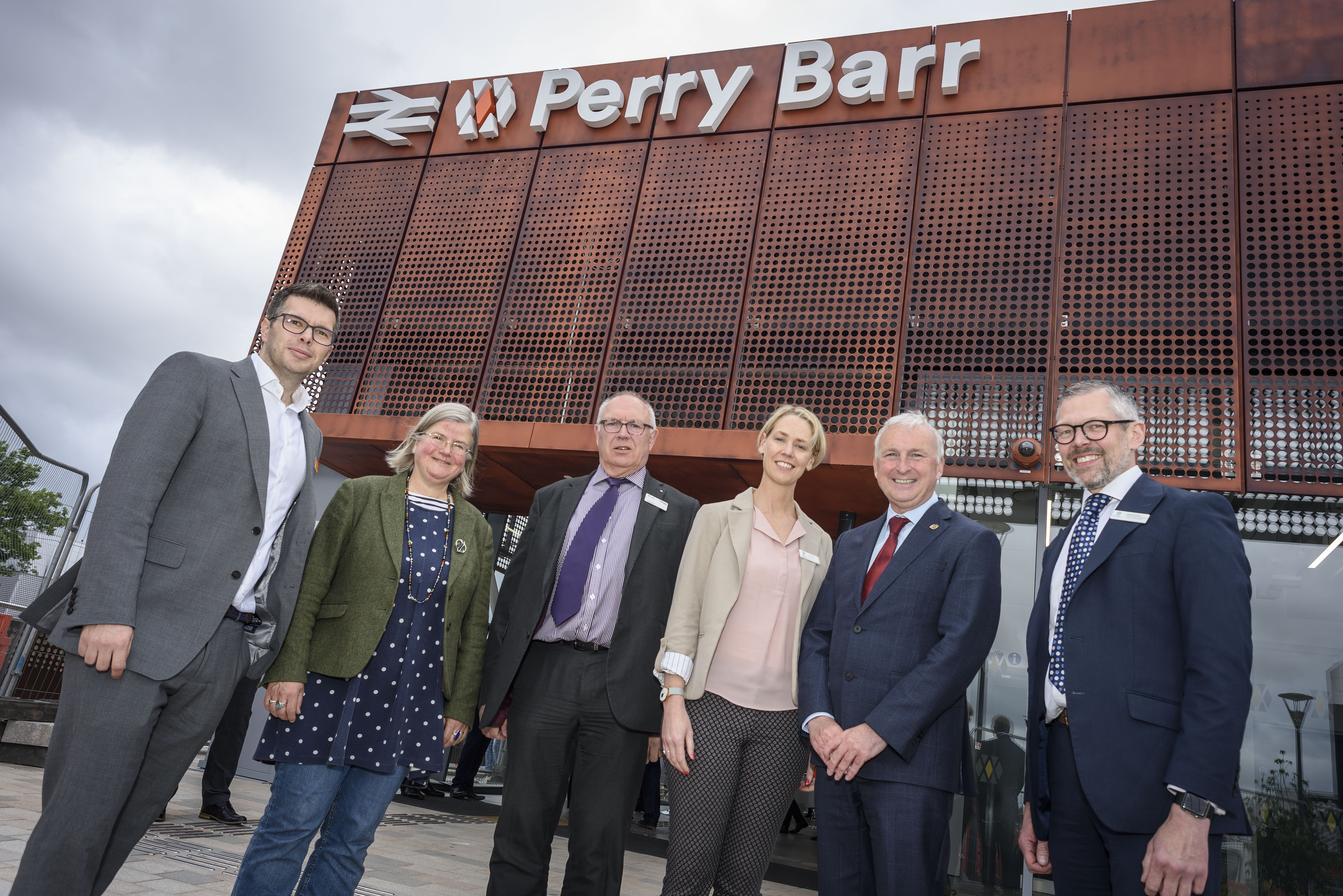 Project partners outside the new Perry Barr railway station